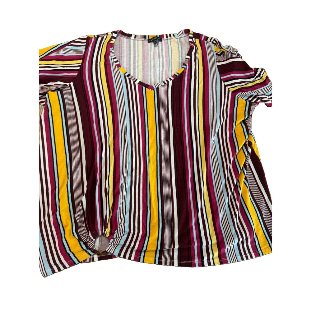 Lane Bryant 26/28 Multicolor Stripe Top Side Ring Cinched Plus Size